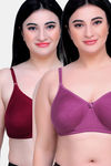 Maroon Clothing Double Layered Non Wired Full Coverage T-Shirt Bra (Pack of 2) - Multicolor — thumbnail 1